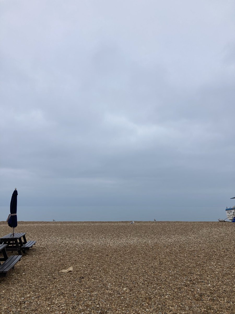 When you can’t tell where the sea and the sky meet ! It’s a bit dull out , but not windy.