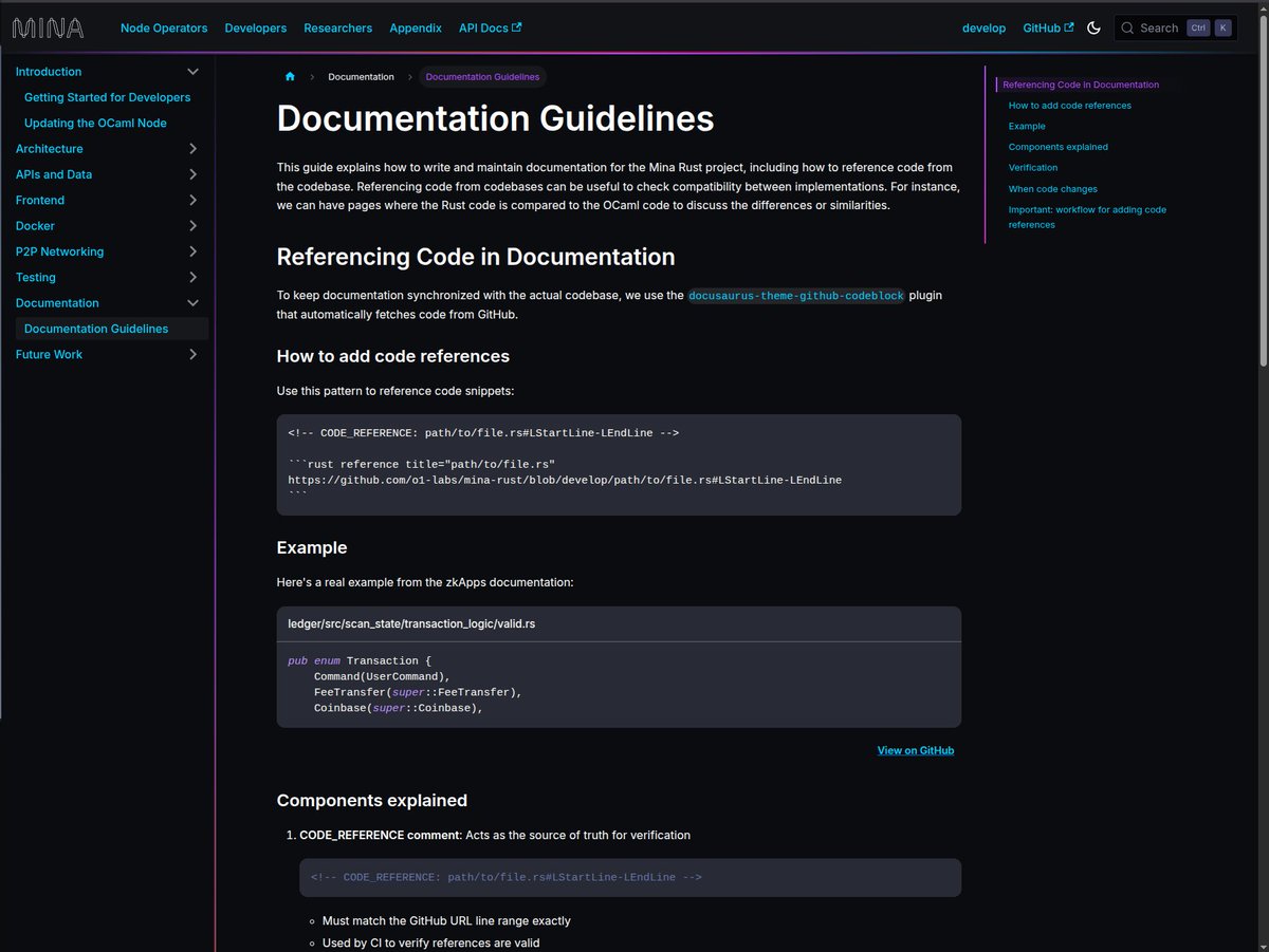 We're also putting a lot of efforts on documentation. We have been hiding for a long time the tech behind <a href="/MinaProtocol/">Mina Protocol (httpz) 🪶</a>, and how zkApps works, how we achieve the succinctness of the chain, etc.

That must change. Mina has truly been a revolution in (verifiable)