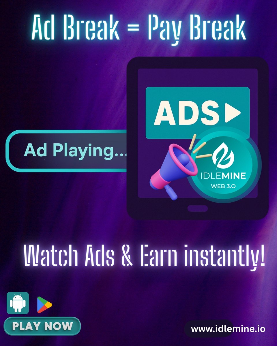 stringidlemine's tweet image. 🎥 Watch Ads &amp;amp; Earn Instantly! 
 Ad break = Pay break 💸 
 Every view adds value — start stacking now! ⚡
👉 play.google.com/store/apps/det…

#IdleMine #WatchAndEarn #CryptoRewards #PlayAndEarn #USDT #Solana