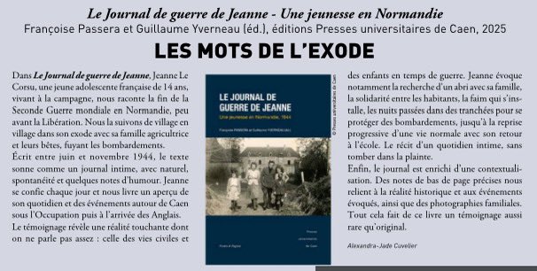 Merci à Perluète pour la recension du « Journal de guerre de Jeanne » : perluete.fr/normandie-1944…
