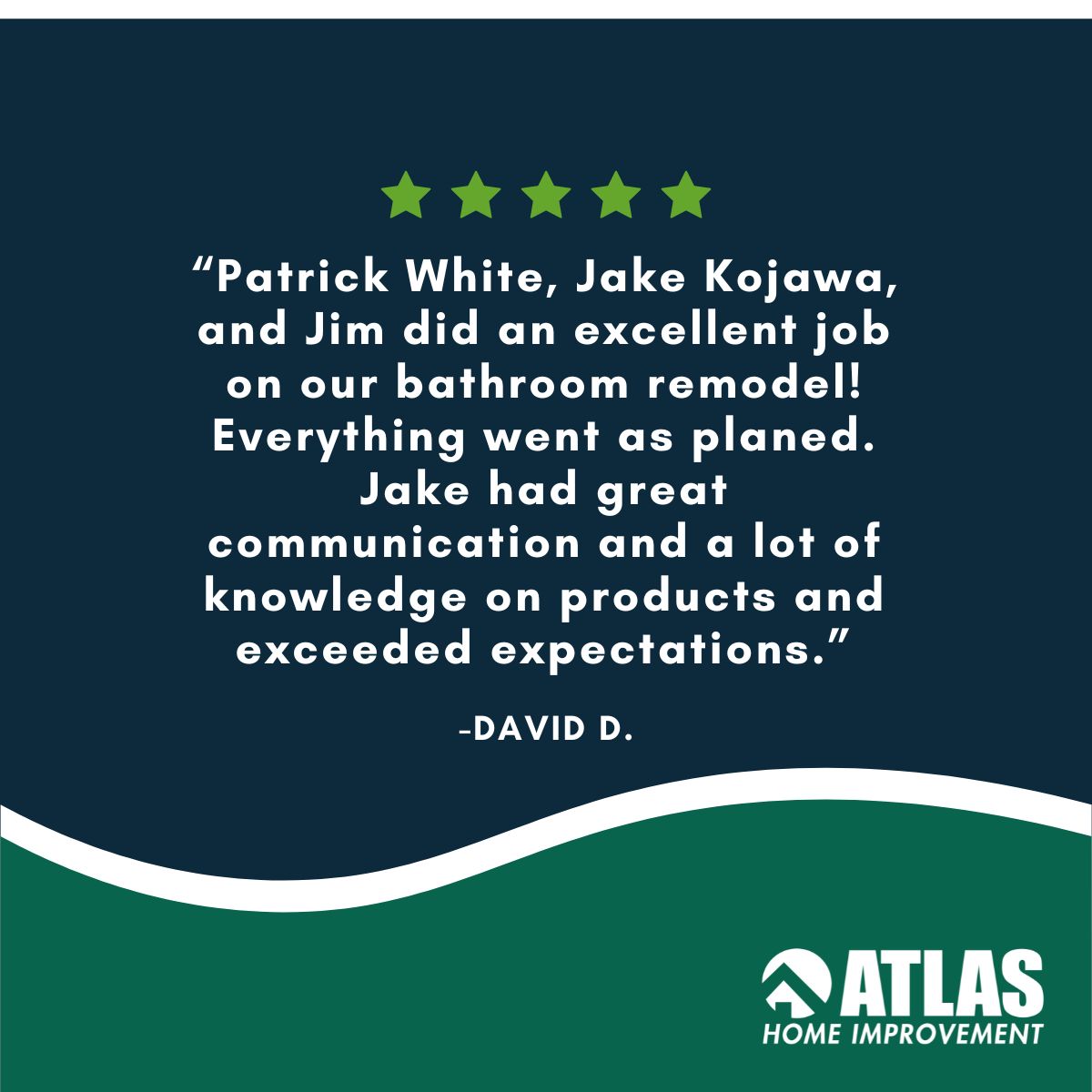 Thank you, David! 💙 We’re so glad to hear Patrick, Jake, and Jim exceeded your expectations on your bathroom remodel. We’ll be sure to share your kind words with the team, and enjoy your new space!

👉 Ready for your own remodel? Call us today at 734-627-1558.
