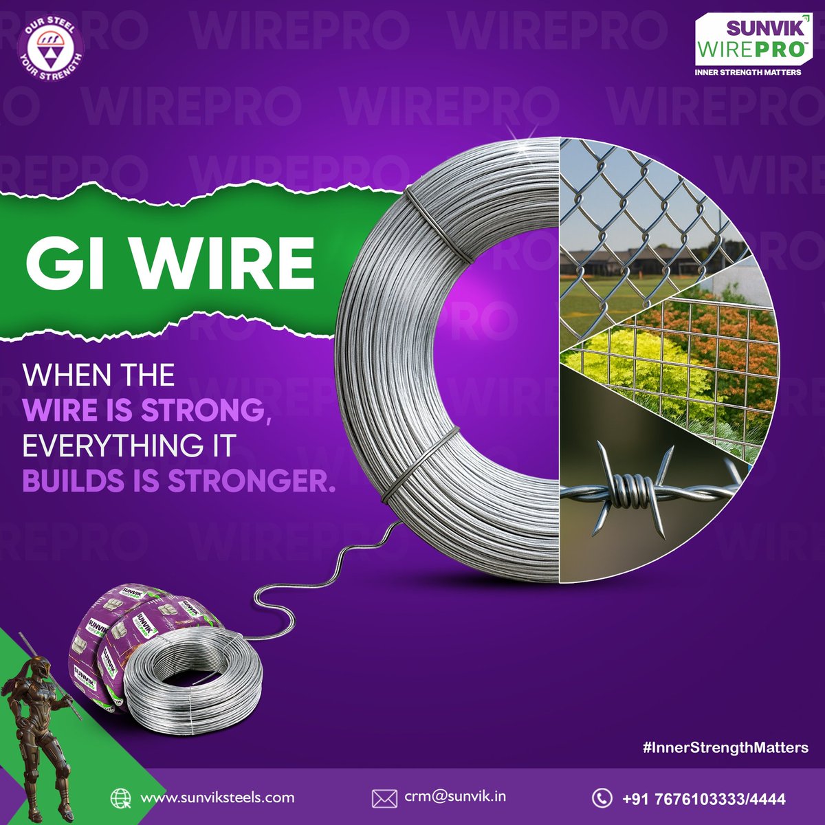 Sunvik_Steels's tweet image. From a single strand of GI Wire to Barbed Wire, Weldmesh, or Chainlink – WirePro transforms steel into solutions that protect farms, homes, and dreams.

#wirepro #sunviksteels #innerstrengthmatters #SteelThatSecures #FencingSolutions #QualityInSteel  #protectwhatmatters