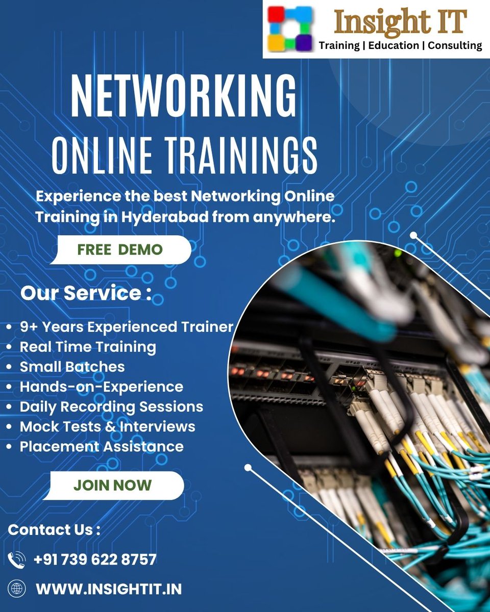 InsightIT09's tweet image. Master Networking Course in Hyderabad at Insight IT Training Institute, Hyderabad 
Build skills. Get certified. Get hired.
🌐insightit.in
Call: +91 7396228757
#Networking #TechTraining #Hyderabad #InsightIT #kphb #onlinetraining #networkingcourseinhyderabad #enrollnow