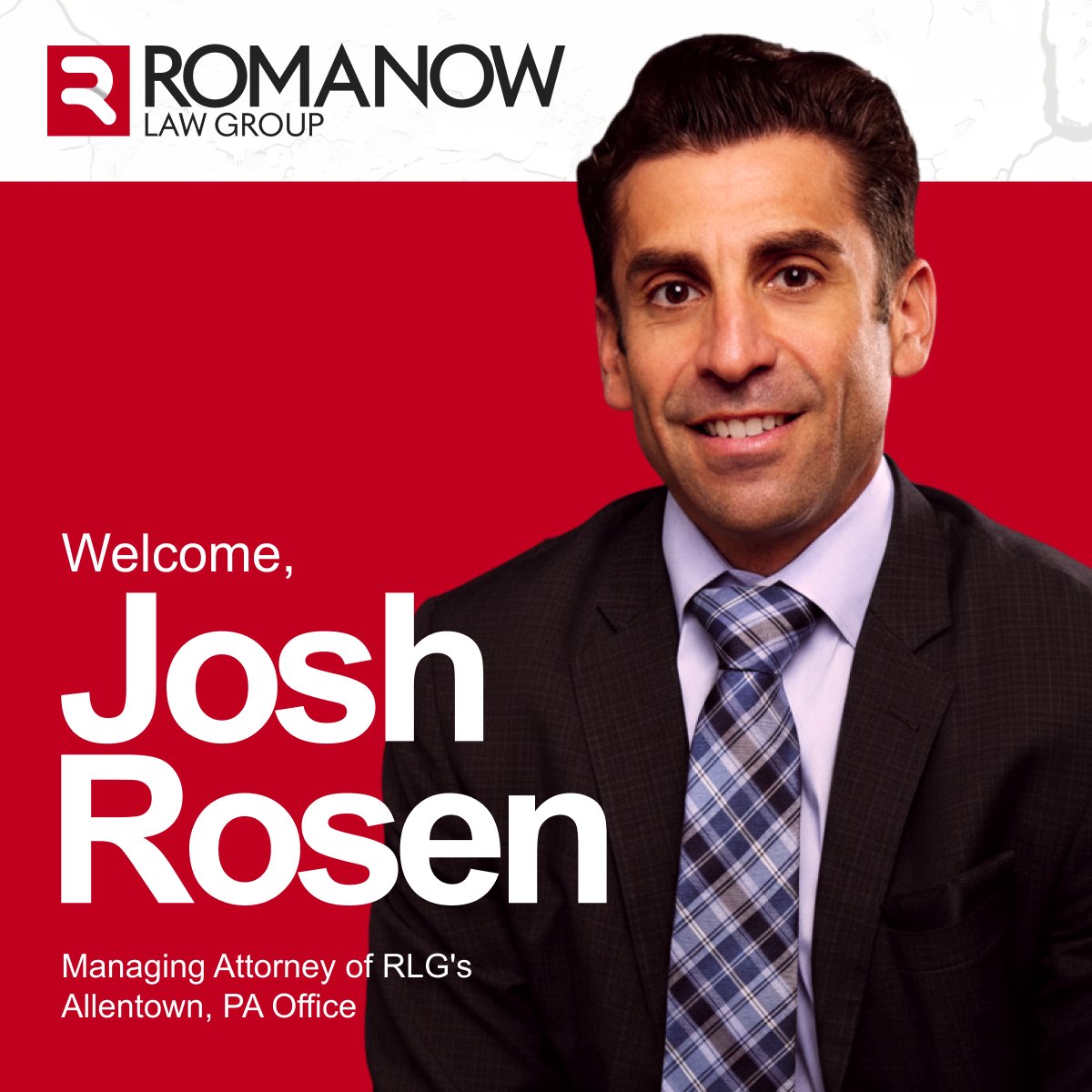 RomanowLawGroup's tweet photo. We’re proud to welcome Josh Rosen to Romanow Law Group as Managing Attorney of our Allentown, PA office. With 15+ years of trial experience and proven leadership in personal injury law, he brings deep litigation knowledge and a strong commitment to clients. Welcome to RLG, Josh! https://t.co/Qq4jLtW3wk