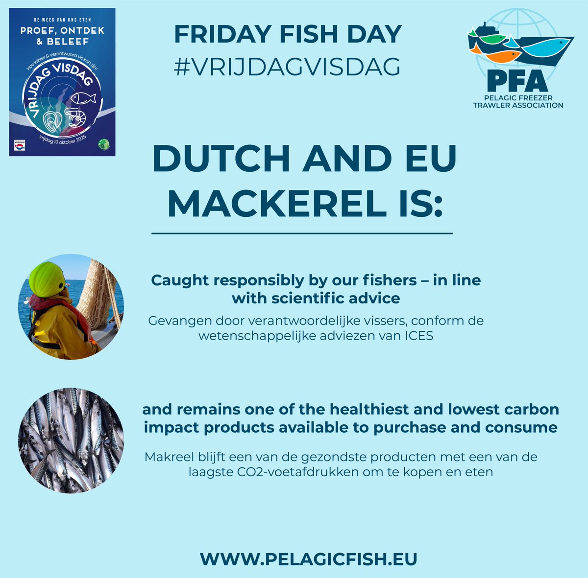 PFA_eu's tweet image. During Dutch Food Week and on #FishFriday, we focus on mackerel of course.

The new advice for this stock and the fishing behaviour of countries outside the EU is worrying. Therefore, choose EU mackerel from the 174,357 tonnes that can still be caught responsibly in 2026!