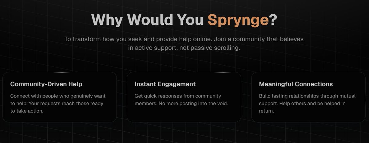 BenBoarer's tweet image. Friday Launch!!!
We don't just push to prod on Friday's, we launch!
If you're sick of trying to 'find your audience' with little success, join Sprynge.
A platform that has connected real people with the same goals. To build. To Learn. To grow.
Your next circle of friends.…