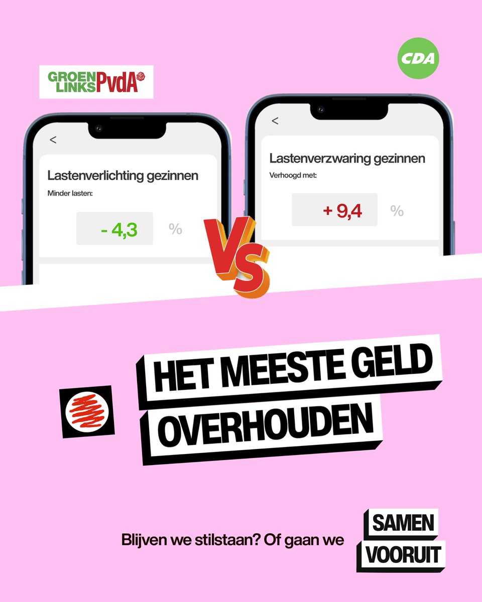gl_pvda's tweet image. Wij zorgen ervoor dat gezinnen elke maand meer overhouden in de portemonnee.

In tegenstelling tot het CDA: