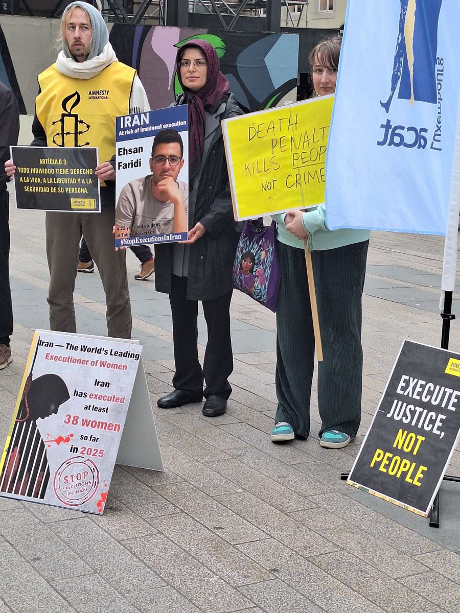 ShMadadzadeh's tweet image. Today, on October 10 – the #WorldDayAgainstTheDeathPenalty, we joined Amnesty International Luxembourg  @AmnestyLux  in a gathering to protest the ongoing executions in #Iran.
@AmnestyLux  addressed a formal letter to the Minister of Foreign Affairs of Luxembourg @gouv_lu, urging…