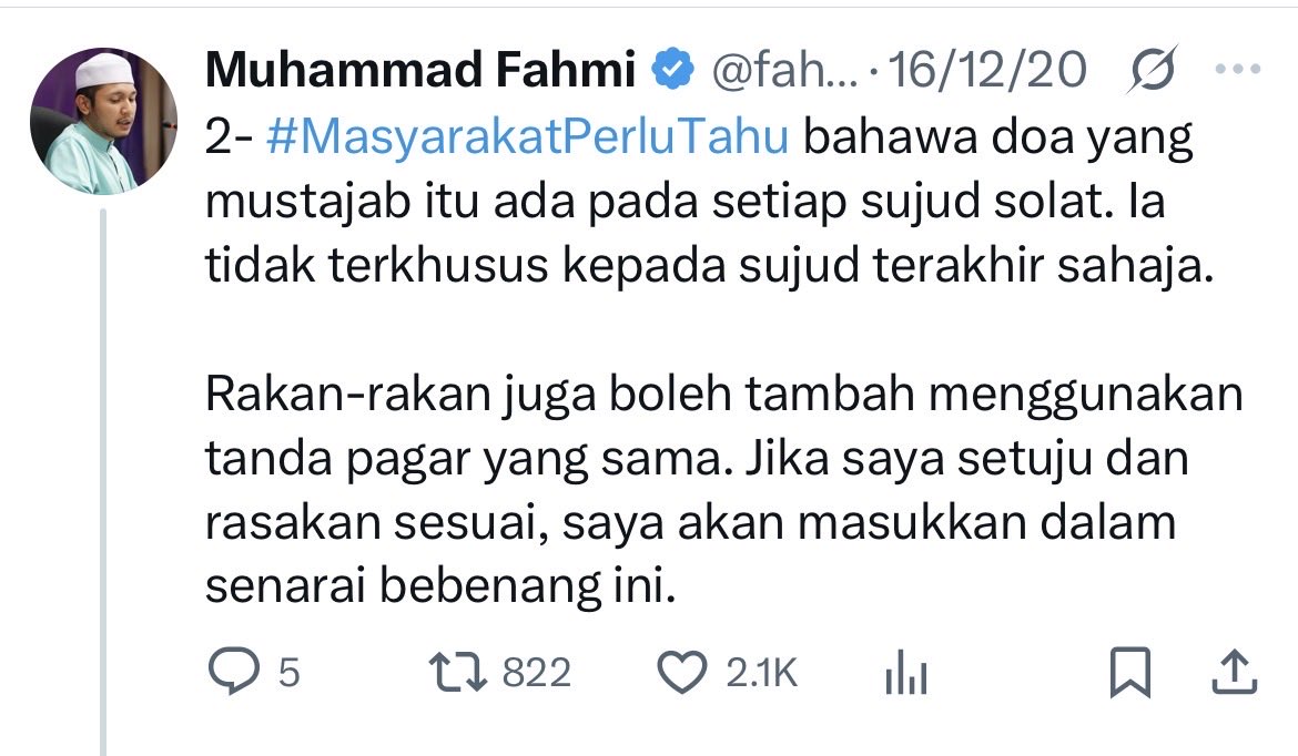 bashrahman's tweet image. Respectfully, not a fair comparison.
The fact that hadith ni dhaif/hasan menunjukkan doa Rasulullah ni tak diketahui oleh rwmwi sahabat pun. Boleh jadi baginda dos lepas solat dan ada 1/2 sahabat terdengar.
Tuan pun pernah pesan, doa mustajab ialah waktu sujud dalam solat.…