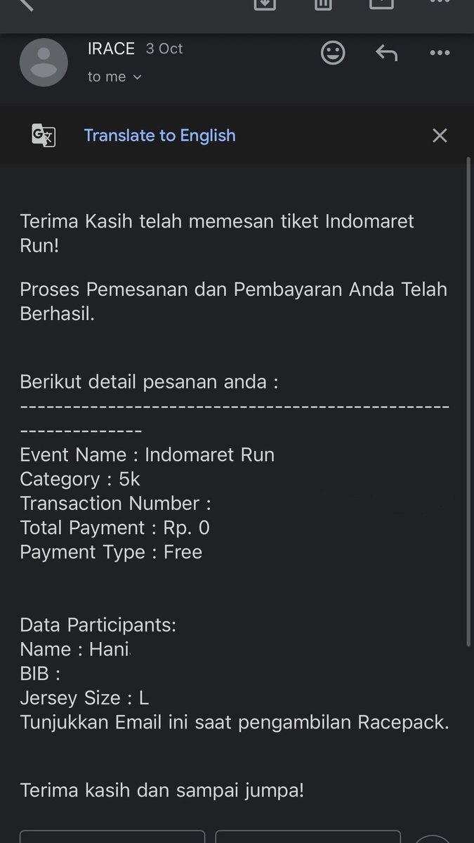 kathspierce7's tweet photo. WTS Indomaret Run 5k 
(Tix atas nama sendiri, cancel krn cedera) https://t.co/OlpQ9A3cUz