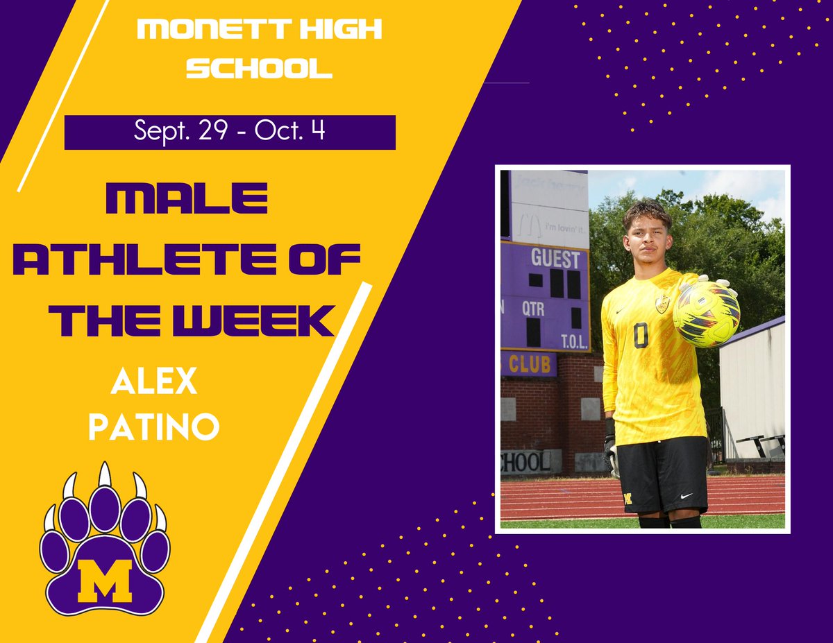 Congrats to our Male Athlete of the Week for September 29 - October 4
ALEX PATINO
Alex gave up only 3 goals in 7 games as the goalie, with 4 shutouts.