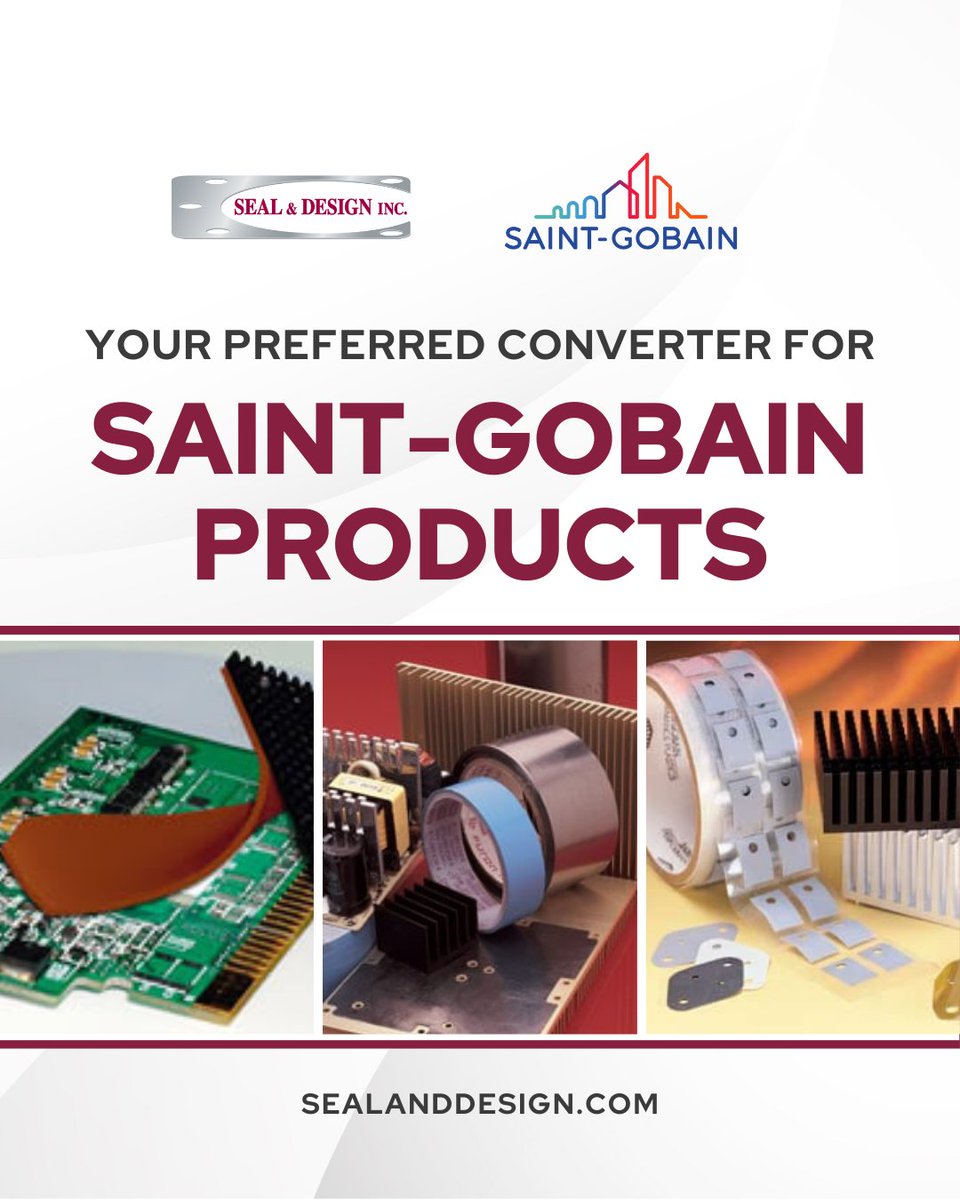 Seal &amp; Design is your preferred converter for Saint-Gobain products.

We offer thermal materials, seals, insulation, shielding, tapes, and attachments—ideal for EV charging, EMI shielding, LED lighting, and more.

Find your solution: hubs.li/Q03KwDGZ0

#SaintGobain
