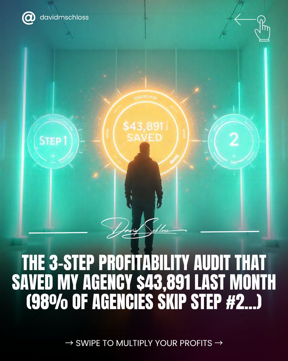 davidmschloss's tweet image. 1/  🧵

Most agency owners chase new revenue…

But here’s the brutal truth:

👉 You don’t have a revenue problem.

You have a profit leak problem.

Here&apos;s how I found $43,891 hiding in plain sight.

#AgencyTips #Entrepreneurship #Marketing