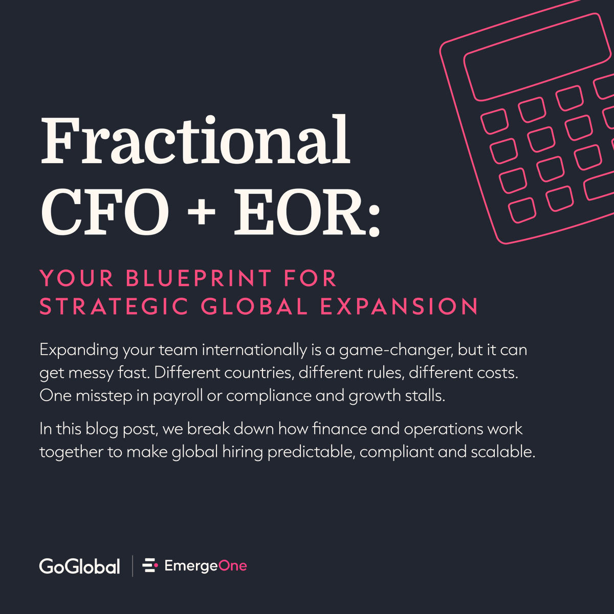 Expanding your team across borders is exciting, but you need the right strategy.

Read our blog post with our partners at <a href="/EmergeOne_UK/">EmergeONE</a> to learn how fractional CFOs &amp; EORs work together to uncover hidden costs early, simplify payroll &amp; more hubs.li/Q03M42NZ0

#GoGlobal