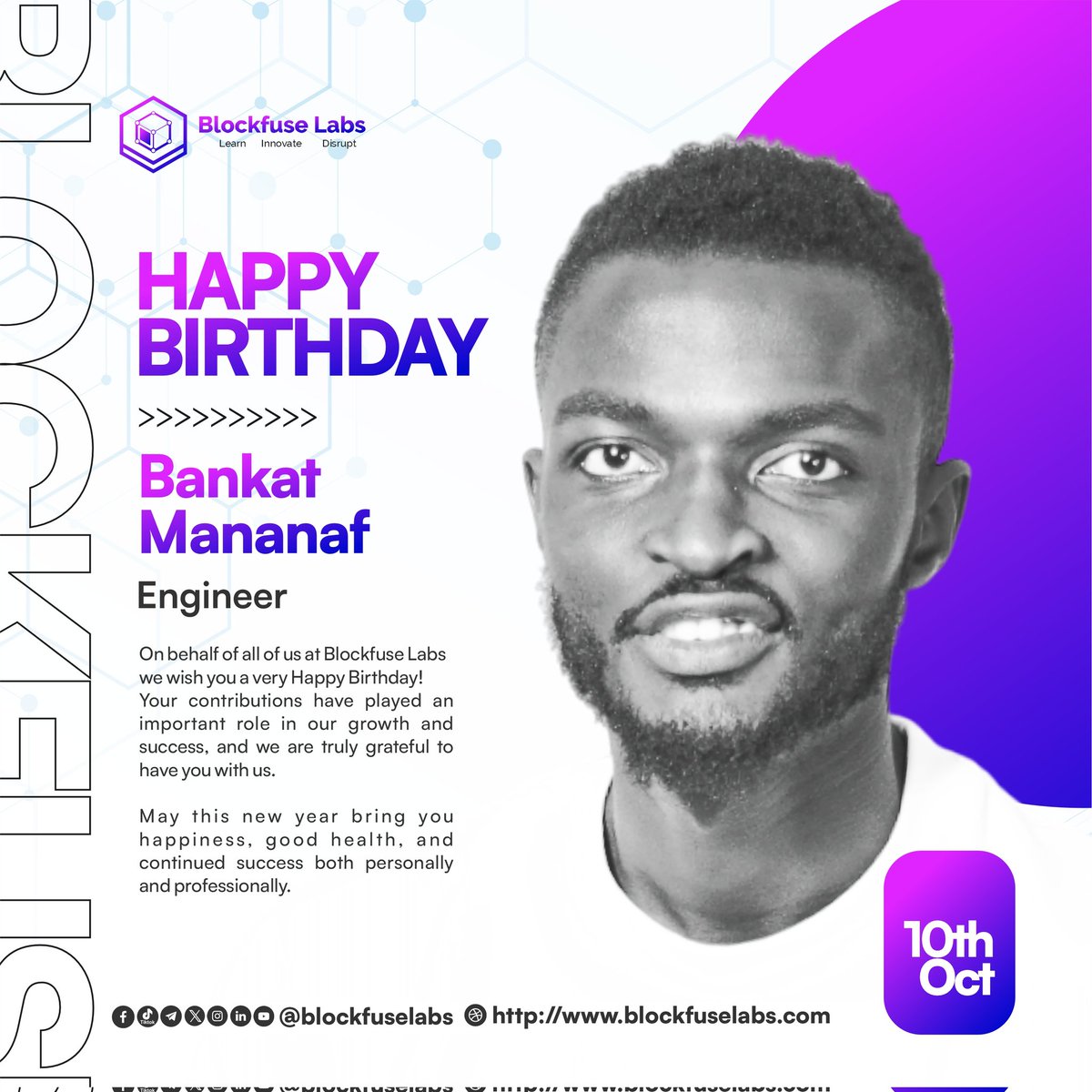 Blockfuse_labs's tweet image. We celebrate an engineer and mentor whose impact runs deep within the Blockfuse Labs community and the Web3 space.

Happy birthday, BankaT Mananaf! Here’s to more innovation, growth, and milestones ahead. 💛

#BlockfuseLabs #KeepBuilding #Web3Africa #HappyBirthday