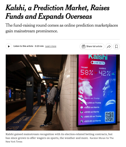 Kalshi fundraising tweet image