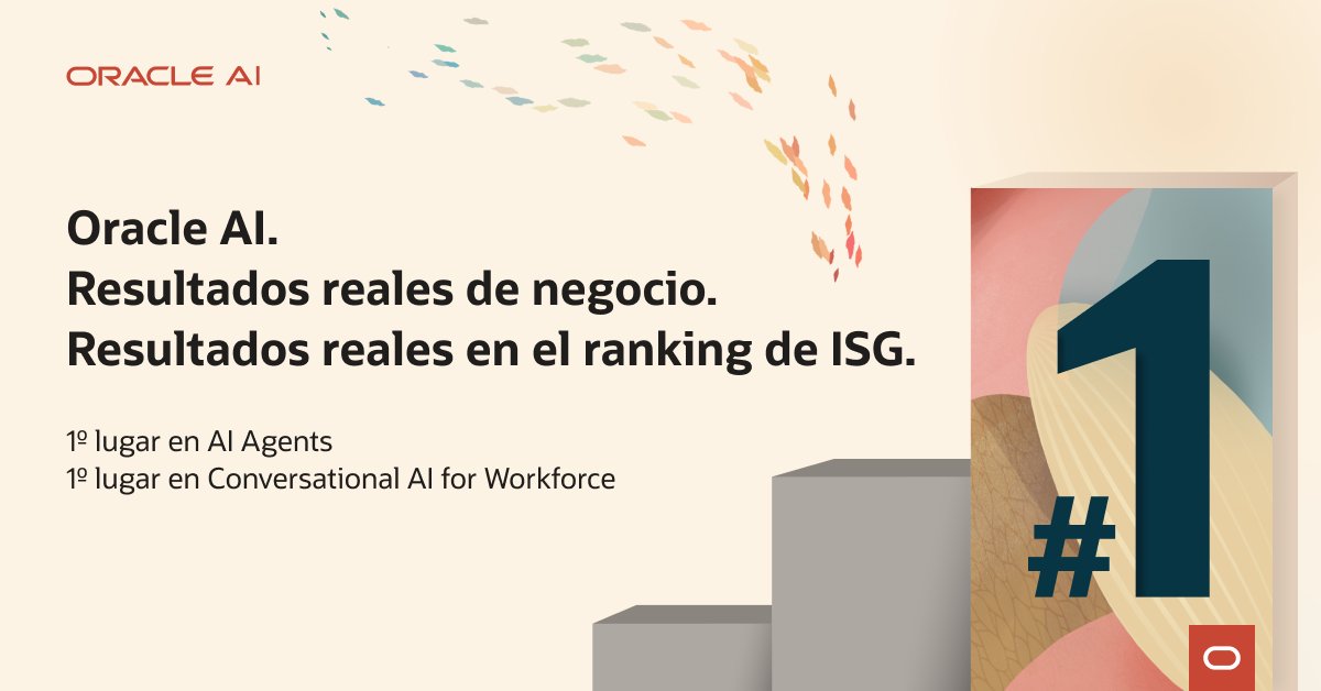 ForteDiego's tweet image. ISG Research nombró a Oracle Líder del mercado en Agentes de IA e IA conversacional para la fuerza laboral. Obtuvimos las más altas calificaciones en experiencia de producto, innovación y valor para el cliente en sus Buyers Guides 2025. Conoce más: social.ora.cl/6017AtgeU