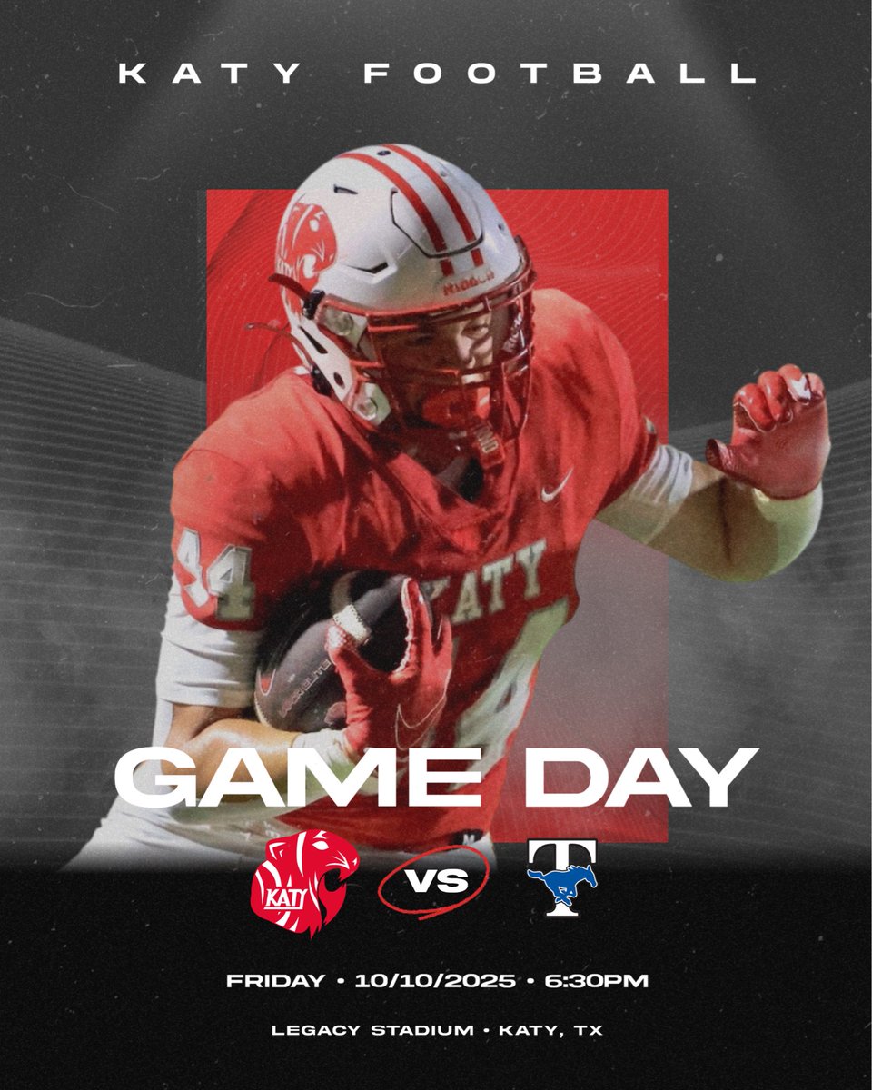 Oldest rivalry in Katy ISD. Red vs Blue. 

Katy Tigers vs Katy Taylor
📆: Friday, October 10th
⏰: 6:30 PM
🏟️: Legacy Stadium

Join us as we honor the 2015 state championship team on their 10 year anniversary! 

#RestoreTheRoar