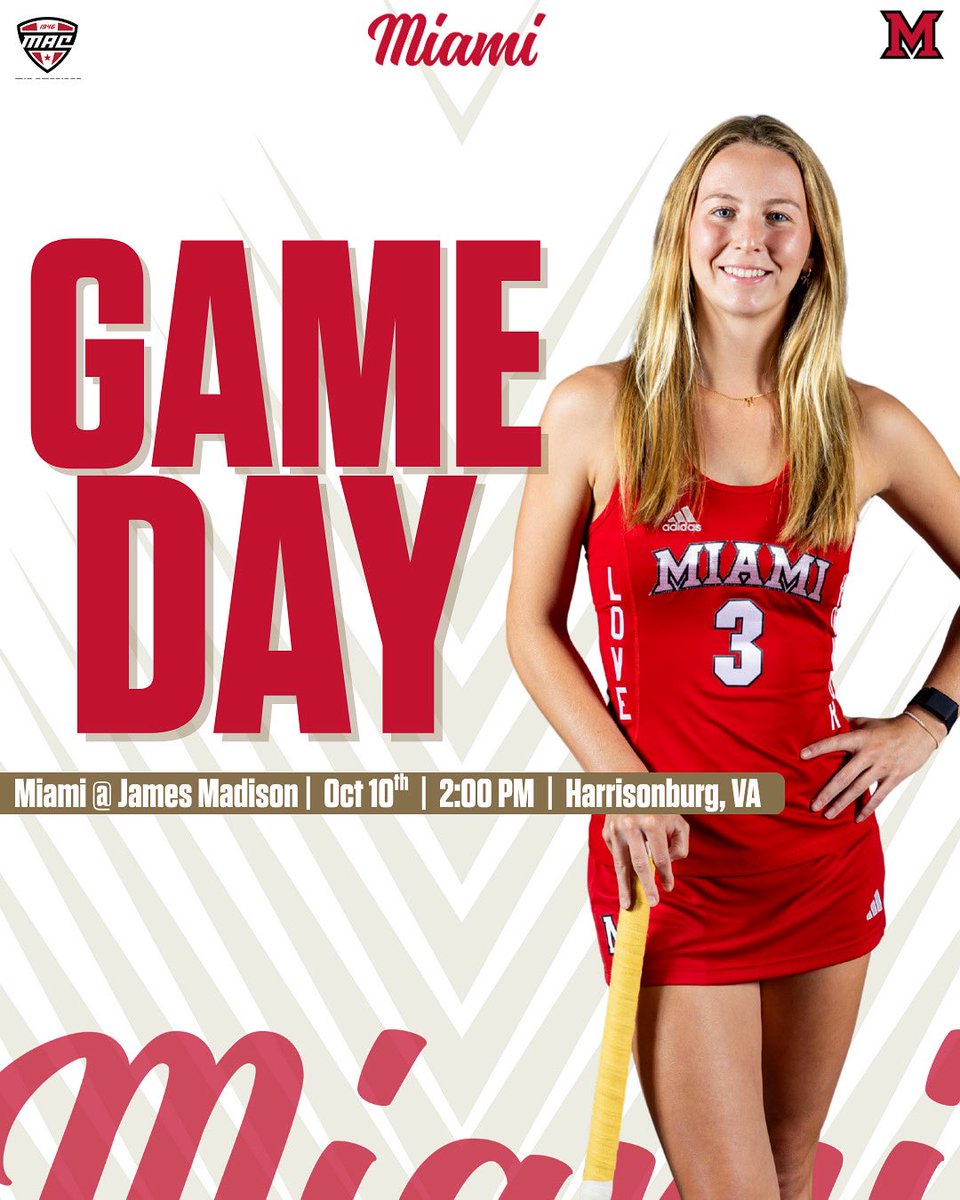 MiamiOH_FH's tweet image. 𝐑𝐢𝐬𝐞 𝐮𝐩. 𝐋𝐨𝐜𝐤 𝐢𝐧. 𝐋𝐞𝐭’𝐬 𝐟𝐥𝐲‼️ It’s #Macion time!

🆚 Miami at James Madison
📍 Harrisonburg, VA
🕑 2:00 PM ET
🎥 espn.com/watch/roadbloc…
📊 stats.statbroadcast.com/mobile/?id=607…

#MiamiFieldHockey | #RiseUpRedHawks