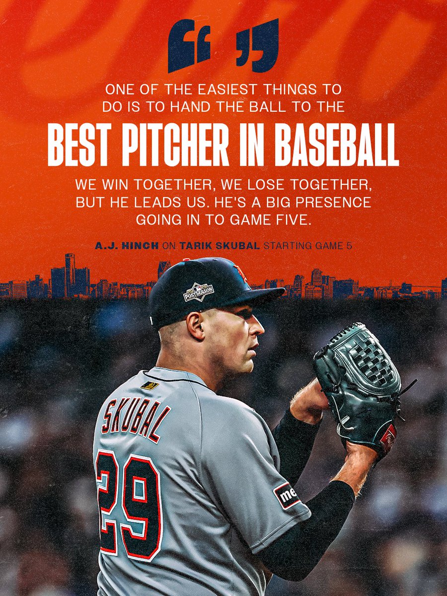 parkerandtheman's tweet photo. This is ALL about #Tigers tonight in SEATTLE. Wanna get to the #ALCS ? Simple math.  Lots of SKUBAL + just a little Detroit hitting = 1st ALCS since 2013.  THAT'S IT!  I don't care what Skubes has done vs. #Mariners in the past.  8 PM eastern is what matters N0W  #ALDSGame5 https://t.co/Sc5mkrbCb3