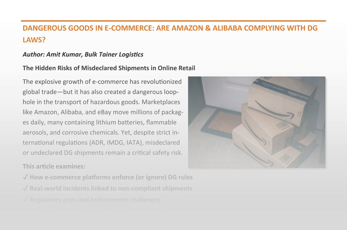 DANGEROUS GOODS IN E-COMMERCE: ARE AMAZON &amp; ALIBABA COMPLYING WITH DG LAWS?

One of many articles in the BADGP Newsletter 

Find out more on our Newsletter page: badgp.org/newsletter

#lithiumbatteries #adr #iata #imdg #dgsa #packaging #shipping #dangerousgoods #badgp