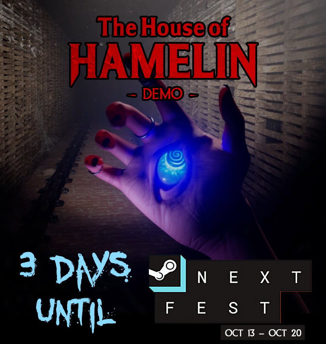 3 days until Steam Next Fest! 

Raise your hand if you'll be checking out The House of Hamelin demo! ✋