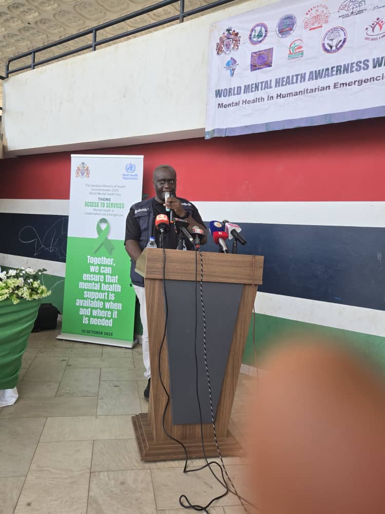 WHOGAMBIA's tweet photo. As we join the world in marking #WorldMentalHealthDay, let’s remember mental health begins with care from our families, friends &amp; communities.

When we show compassion, listen &amp; support one another, healing becomes easier &amp; possible for every Gambian.

#Mental Health is Health https://t.co/7SGm22MdY1