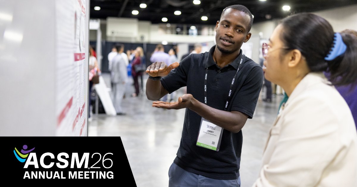 ACSMNews's tweet image. Present your research at the world's top sports medicine & exercise science event: the 2026 ACSM Annual Meeting!
Scientific abstracts & clinical cases are now being accepted. Submit now for the opportunity to present at #ACSM26 in Salt Lake City.
Info: brnw.ch/21wWvUK