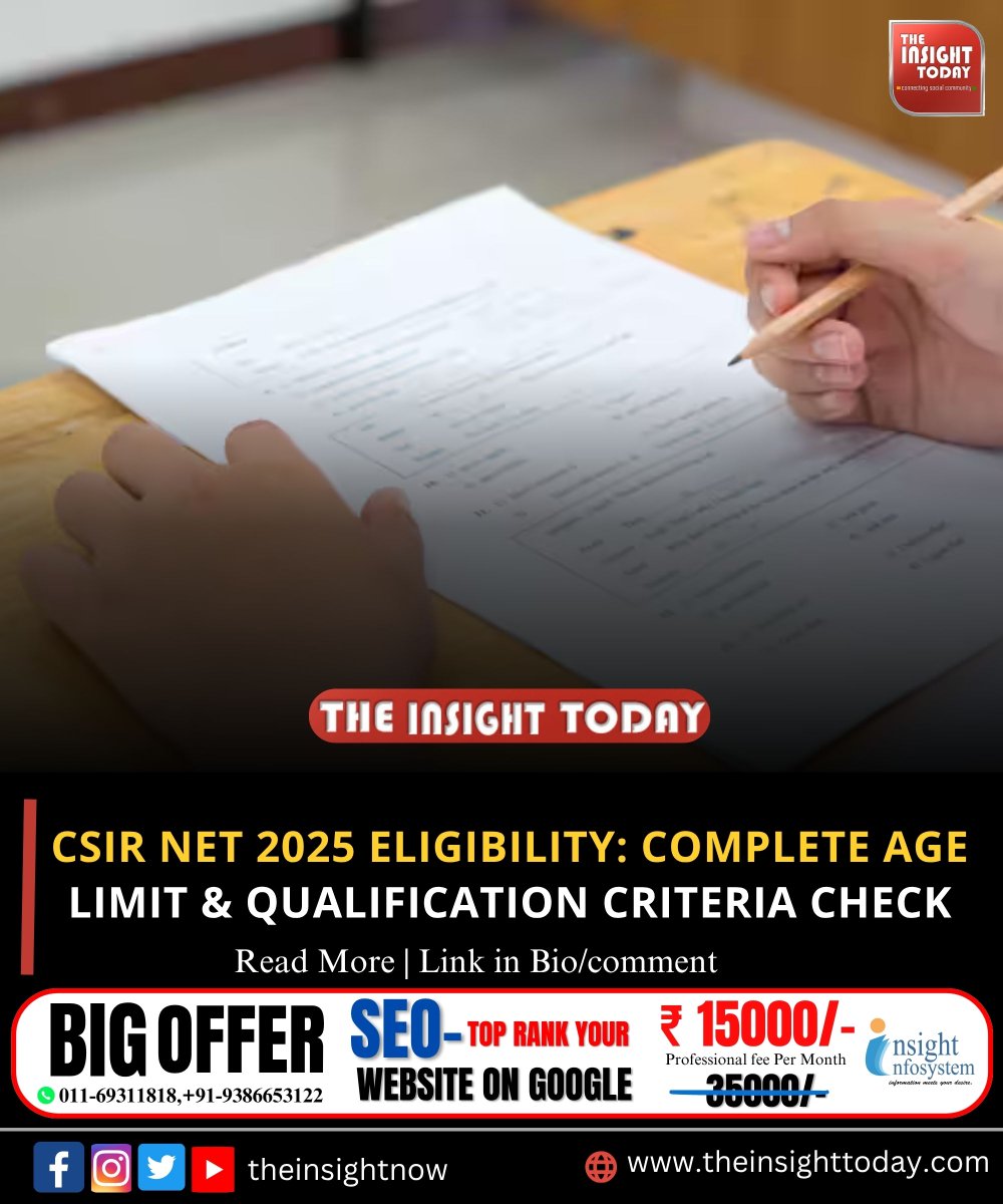 theinsightnow's tweet image. CSIR NET 2025 के लिए योग्य हैं या नहीं? जानें उम्र सीमा और योग्यता की पूरी जानकारी और अपनी तैयारी को सही दिशा में आगे बढ़ाएँ! 

#CSIRNET2025 #Eligibility #AgeLimit #Qualification #JRF #AssistantProfessor #careertips #EducationNews #jobseekers #sarkarinaukri #theinsightnow