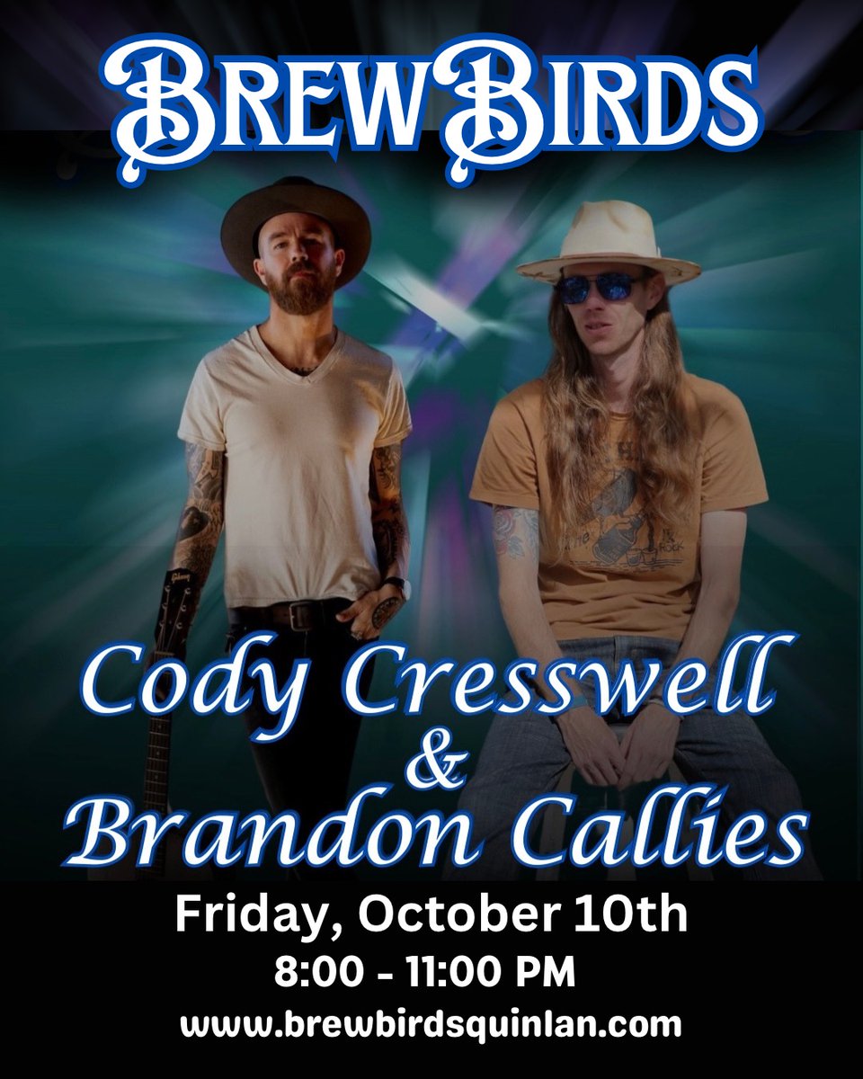 Cody Cresswell and I will be playing at BrewBirds in Quinlan, TX tonight at 8:00. BE THERE!!!!!!
.
.
.
#brandoncallies #singersongwriter #indieinfusedamericana #altfolk #yallternative