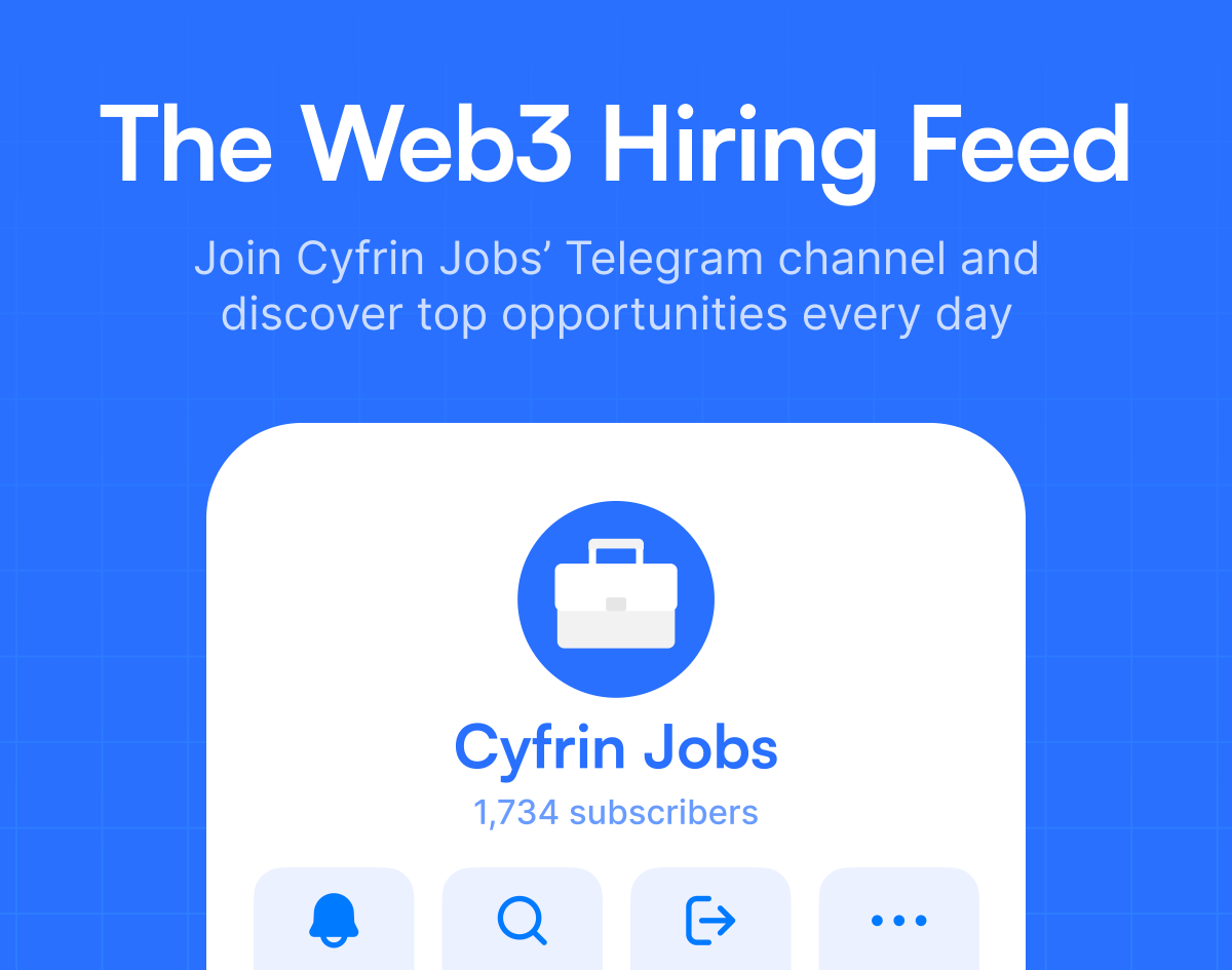 CyfrinUpdraft's tweet image. Looking for a job in web3?

Join Cyfrin Jobs’ Telegram group and get access to new and featured job opportunities every day! ✨

Be among the first to access the latest listings from top protocols.

👇