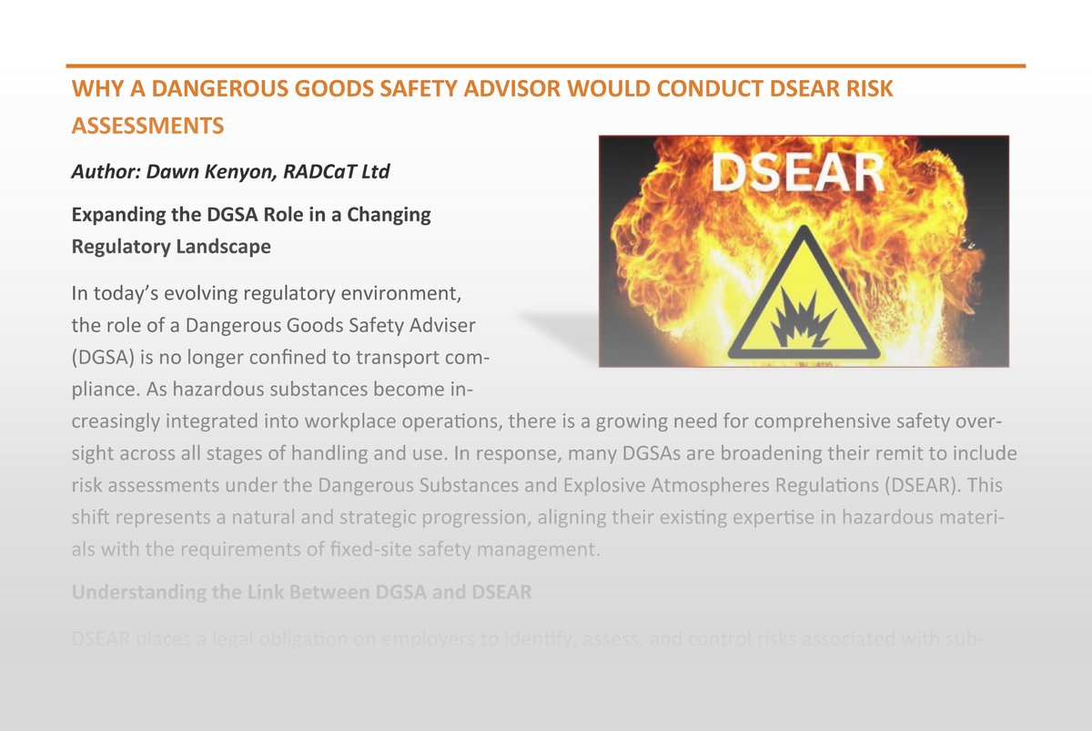 WHY A DANGEROUS GOODS SAFETY ADVISOR WOULD CONDUCT DSEAR RISK ASSESSMENTS

One of many articles in the BADGP Newsletter 

Find out more at: badgp.org/newsletter.

#lithiumbatteries #adr #iata #imdg #dgsa #packaging #shipping #dangerousgoods #badgp #dgawarenessday #dgawareness