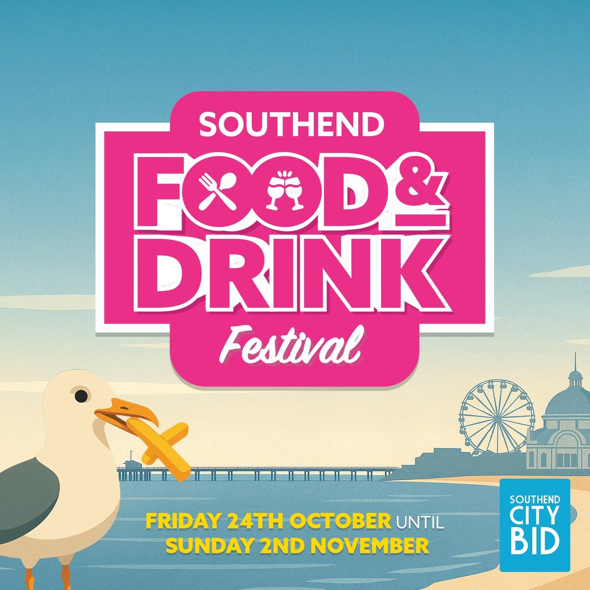 IT'S ALMOST TIME 🍔🍸

Get ready for a delicious adventure in the heart of Southend with 10 days of tasty deals at the <a href="/southendcitybid/">Southend City BID</a> Food &amp; Drink Festival 😋

📆 24 Oct - 2 Nov 
🕘 9am - 11.45pm 
🍽 18 venues, 26 delicious deals + £700 in prizes!  
👉 visitsouthend.co.uk/southend-food-…