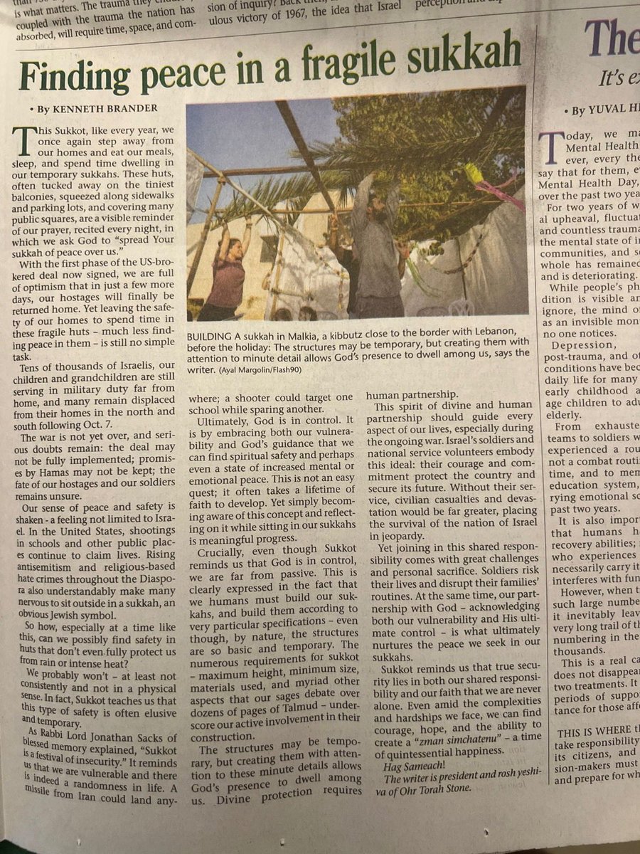 Even with the first phase of the deal signed, after two years of war, there is some anxiety (spiritual &amp; emotional) to leave the safety of our homes to spend time in fragile sukkot. We're full of optimism, yet serious doubts remain. This weekend, I discuss how the Sukkah is mean