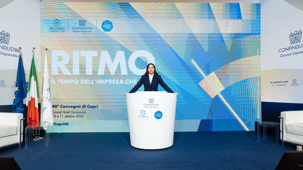 Oggi festeggiamo i 40 anni del nostro Convegno di Capri. Grazie a tutti voi Giovani Imprenditori, a quelli di ieri e a quelli di oggi. Avete fatto grande la storia di questo Convegno, dell’industria e dell’Italia - <a href="/MariaAnghileri/">Maria Anghileri</a> a #Capri40