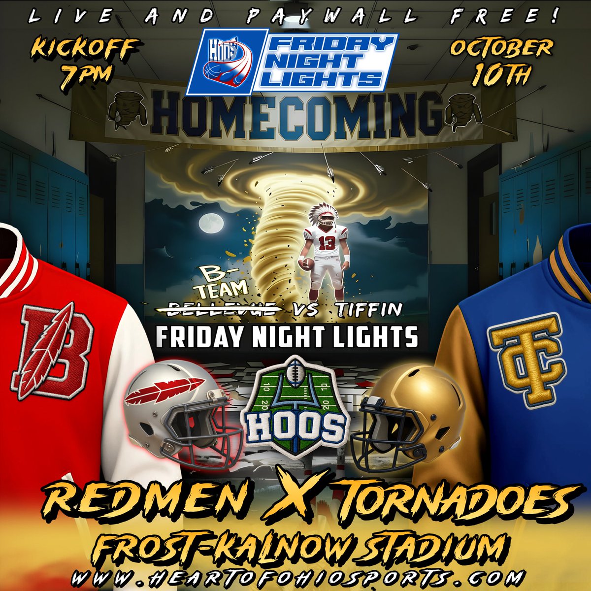 🏈TONIGHT🏈

#OHSAA football continues on heartofohiosports.com

<a href="/TiffinTornadoes/">Tiffin Columbian Athletics 🌪</a> 
VS
<a href="/RedmenFootball/">Bellevue Football</a> 

🎙️- <a href="/DHelmEDU/">Dominic Helmstetter</a> &amp; <a href="/SidelineSocks/">Eric Hall</a> 
💻 - <a href="/G_KINN/">Greg Kinn</a> 
🎥 - Donnie Hannam
🏟️ - Frost-Kalnow Stadium

Kickoff: 7PM
#heartofohiosports #Columbian #Bellevue