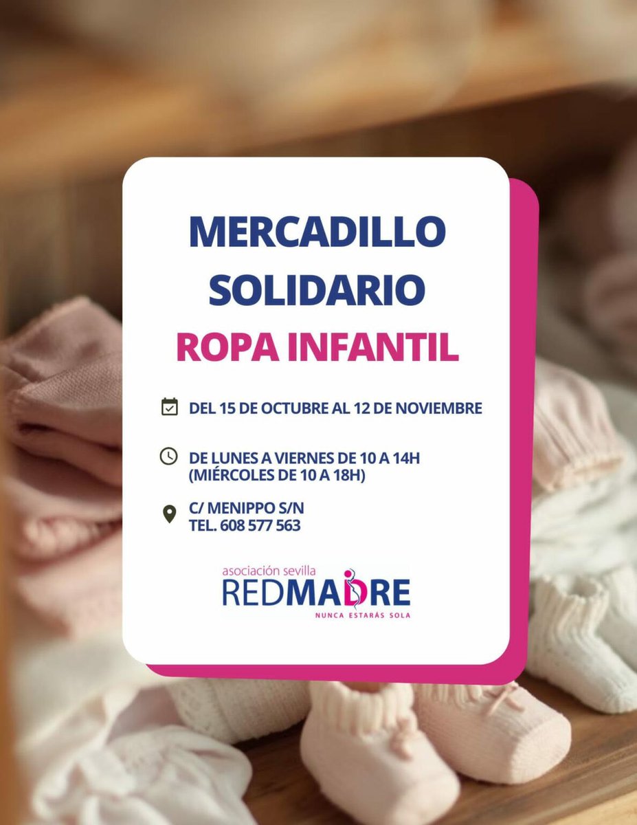 RedMadreFunda's tweet photo. Nos vemos en el mercadillo de #REDMADRE Sevilla💃
https://t.co/00XzdmNAkV https://t.co/pErZrt39Eb