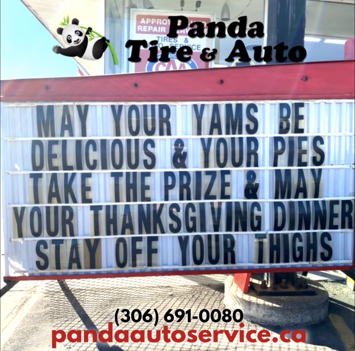 May your gravy not be too lumpy.
Have a great long weekend Moose Jaw!
306-691-0080
Book online:
pandaautoservice.ca
#pandatire #moosejaw #hometownservice #thanksgiving #lumpygravy #stuffing #turkey #turnips #family
