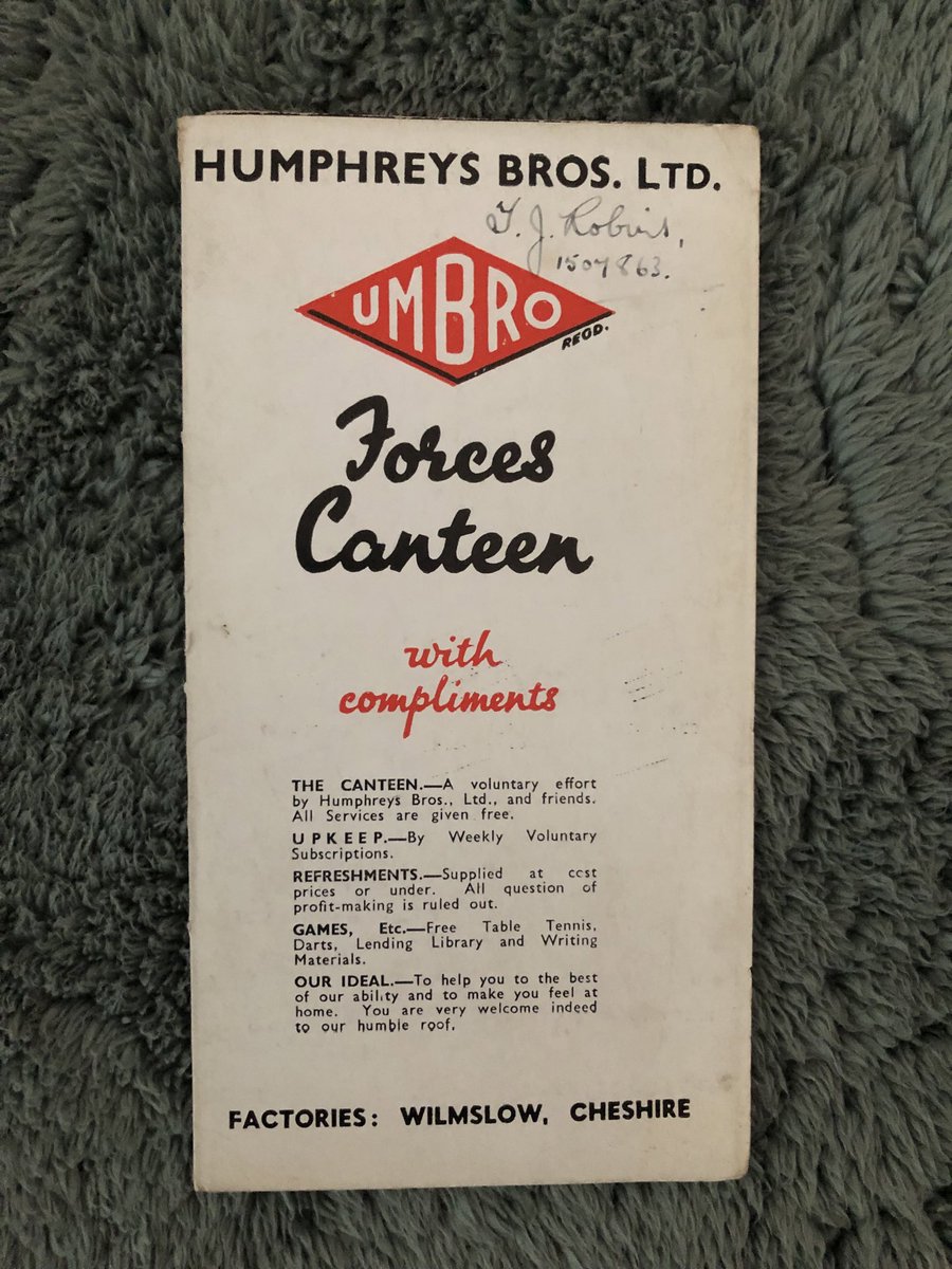 RetroRedDevil's tweet image. A Umbro Forces Canteen 1941 Calendar brochure