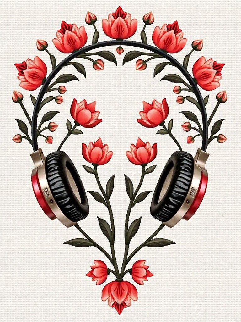 AbsurdAIHumor's tweet image. #ai #aiArt #aiArtWork #CrossStitch #Headphones #PolishFolkArt #Embroidery #GeometricDesign #MusicCulture #FloralMotifs #TraditionalArt