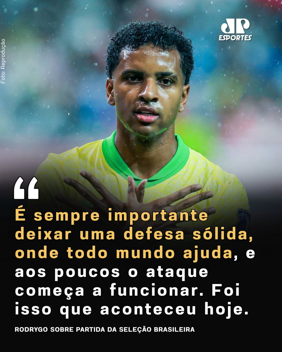 JovemPanEsporte's tweet image. "FOI O QUE ACONTECEU HOJE"🇧🇷 Rodrygo comenta sobre a vitória do Brasil contra a Coreia do Sul.
#Rodrygo #CoreiadoSul #SeleçãoBrasileira