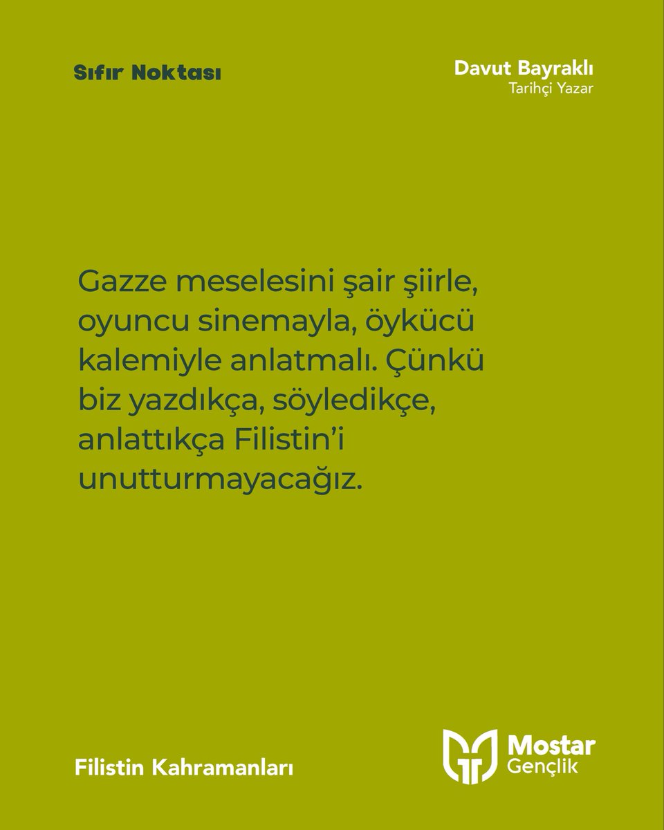 🎙️Sıfır Noktası I Filistin Kahramanları I Davut Bayraklı

📍Mostar Gençlik Üsküdar 

"Gazze meselesini şair şiirle, oyuncu sinemayla, öykücü  kalemiyle anlatmalı. Çünkü biz yazdıkça, söyledikçe, anlattıkça Filistin'i unutturmayacağız."

<a href="/davutbayrakli61/">DAVUT BAYRAKLI</a> 
<a href="/istanbulmostar/">İstanbul Mostar Gençlik</a>