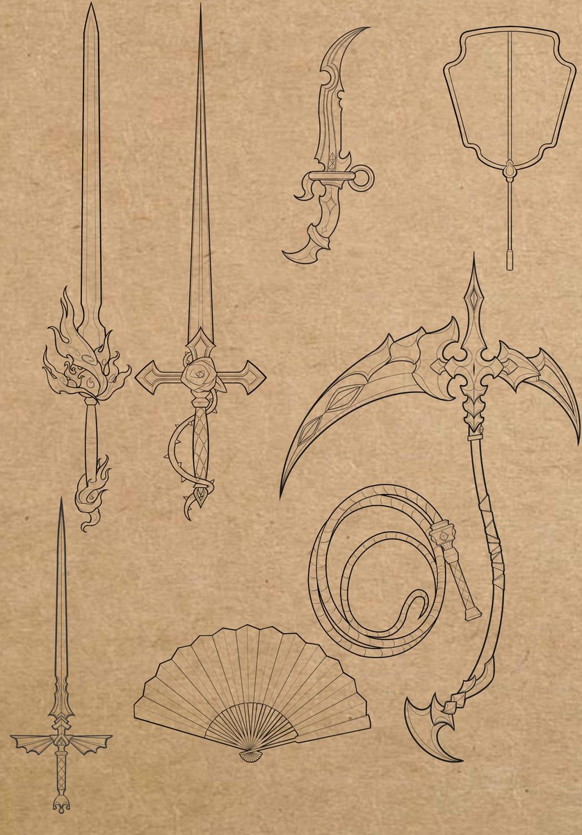 xhnyn3's tweet image. Tired of spending hours drawing weapons? We got you!✅ Our Weapon Brush Template works in PS/Procreate—1-click to generate a weapon.✅ Split parts: Mix swords, guns, or add custom details (runes, textures, etc.).vgen.co/SAYOTO/shop #digitalpainting  #WeaponDesign