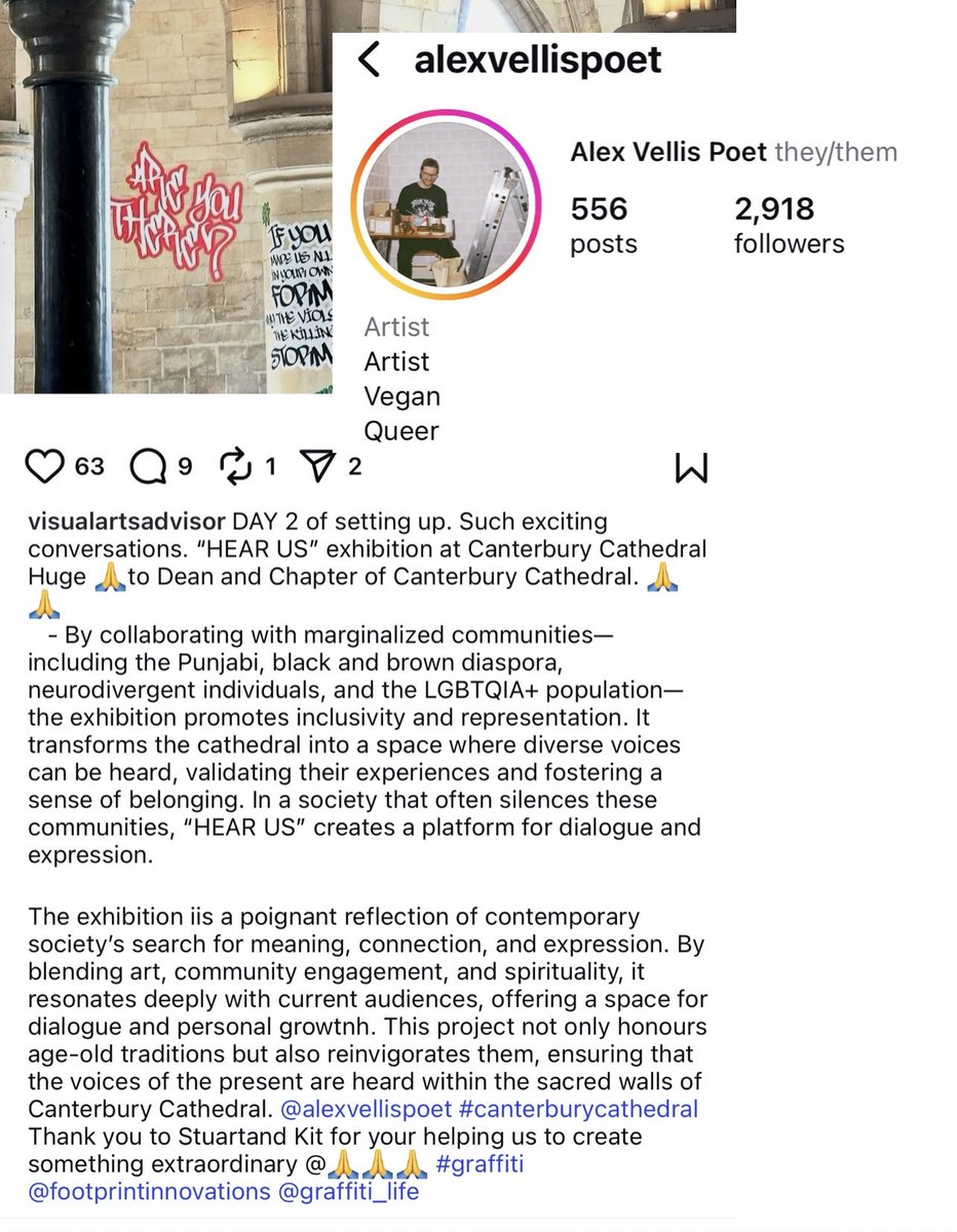 The self described Vegan Queer they/them poet, Alex Vellis creates “Hear Us” exhibit in Canterbury Cathedral for marginalized communities. “Why did you create hate when love is by far more powerful?"