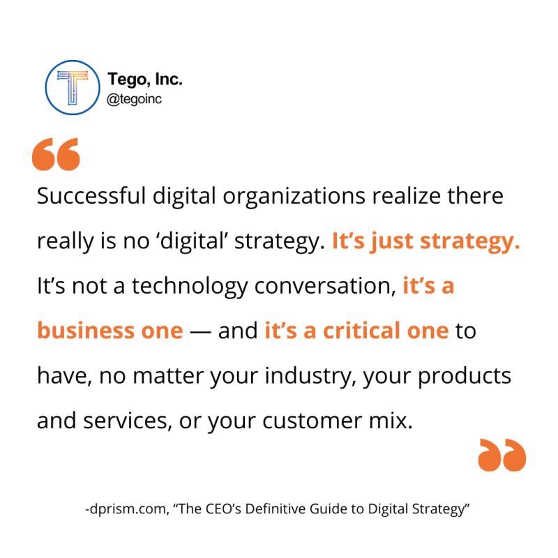 Many treat “digital” as an IT project. But real transformation happens when digital becomes inseparable from how the business runs. At Tego, we see it daily—progress starts when data and processes align under one unified strategy. 👇