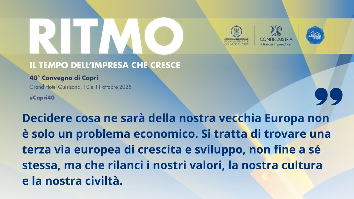 Dobbiamo scegliere quale #Ritmo dare all’Italia e all’Europa. Perché l’equazione futuro “uguale” lungo termine è saltata per sempre. Il futuro non è più domani: è già oggi - <a href="/MariaAnghileri/">Maria Anghileri</a> a #Capri40