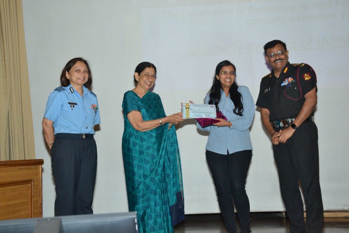 dgafms_mod's tweet image. The Quarterly Meeting of the IAPM – Pune Chapter was hosted by the Department of Pathology, #AFMC Pune, on 08 Oct 2025. The event included a PG Quiz, faculty lecture on AI in Pathology, and an interactive slide seminar. With participation of over 100 faculty members and residents…