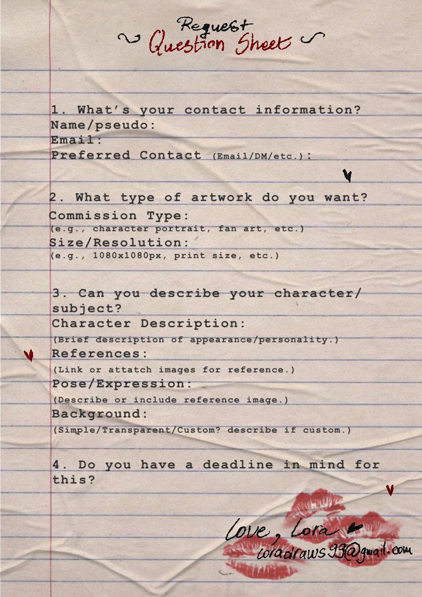 Hello, so. I'm opening commissions, here's my commission sheet. 

Read carefully, and if you need any additional information, feel free to reach out here or at loradraws99@gmail.com. Can't wait to bring your wishes to life.