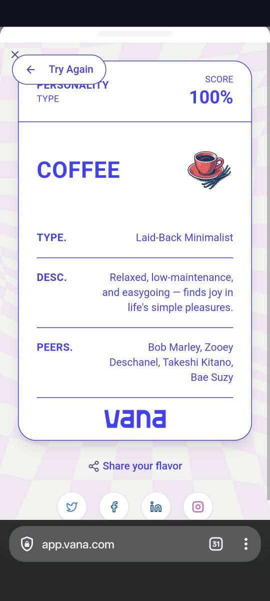 Arjun7080kumar's tweet image. If I was an Ice Cream Flavour, I&apos;d be Coffee, Relaxed, low-maintenance, and easygoing — finds joy in life&apos;s simple pleasures..
Taste your data: app.vana.com #datarevolution