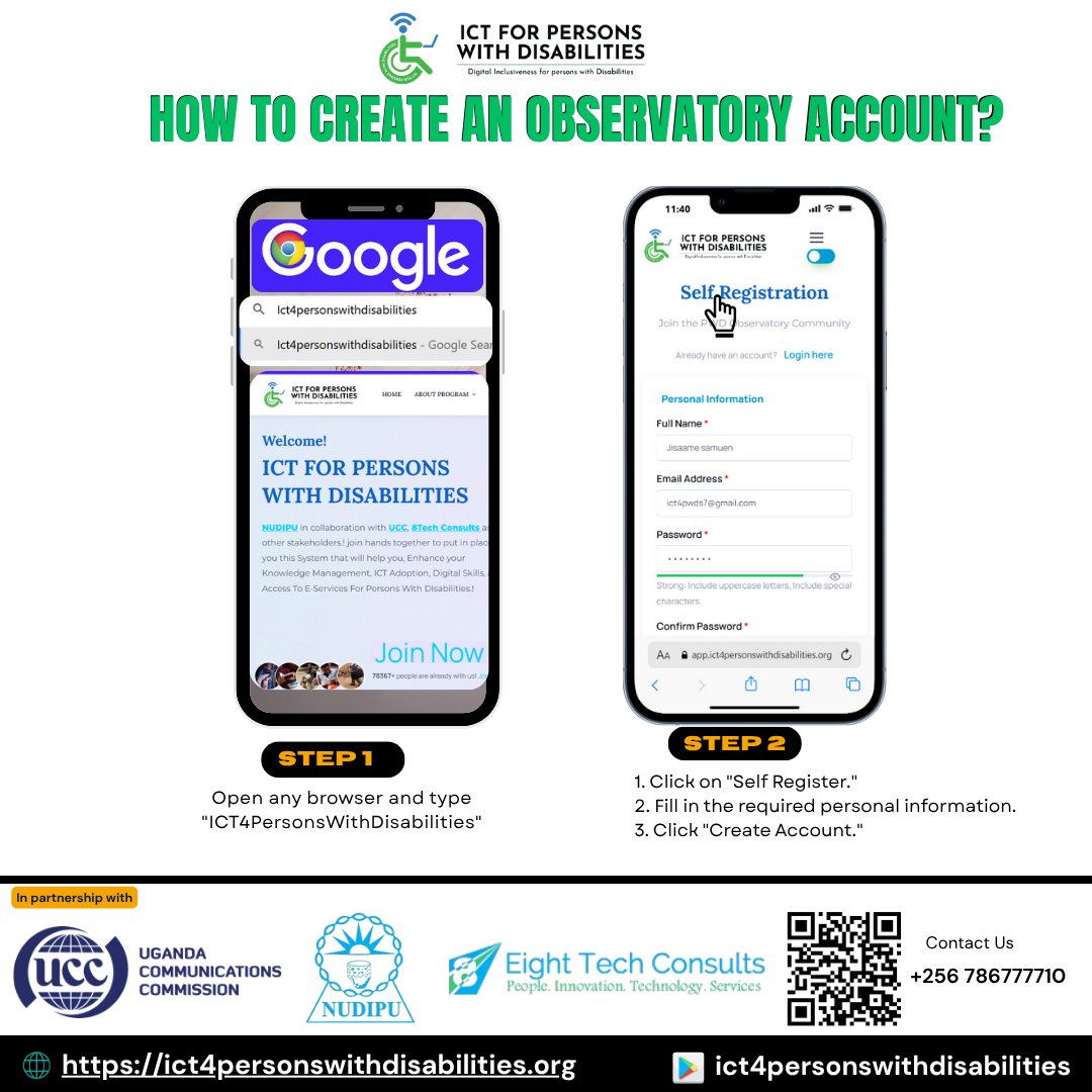 Did you know you can now Self Register on the National Digital Observatory? Just click, fill, and go!
Take control of your digital identity today at 
👉 ict4personswithdisabilities.org
<a href="/NUDIPU/">NUDIPU</a> <a href="/UCC_Official/">UCC</a> <a href="/8TechConsults/">Eight Tech Consults Ltd</a>